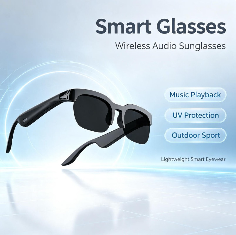 Audio Music For Video - แว่นตาอัจฉริยะ 2026 พร้อมระบบเสียงอัจฉริยะ รองรับการโทรผ่านบลูทูธ เล่นเพลงแบบเปิดหู ป้องกันรังสียูวี