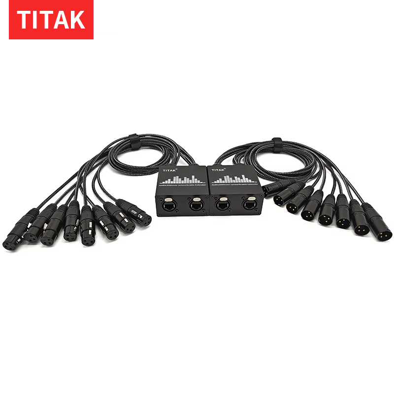 Audio Music Network - ตัวขยายสัญญาณเสียง 8 ช่อง ผ่านสายเคเบิลเครือข่าย ชุบทองระดับมืออาชีพ สำหรับเครื่องดนตรีและวงดนตรี