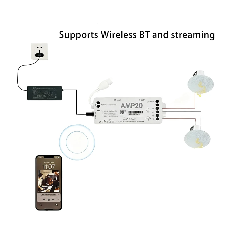 Audio Music Youtube - แอมป์สตรีมมิ่งไร้สาย Audiocast Amp20 รองรับการใช้งานหลายห้อง สำหรับ Youtube,