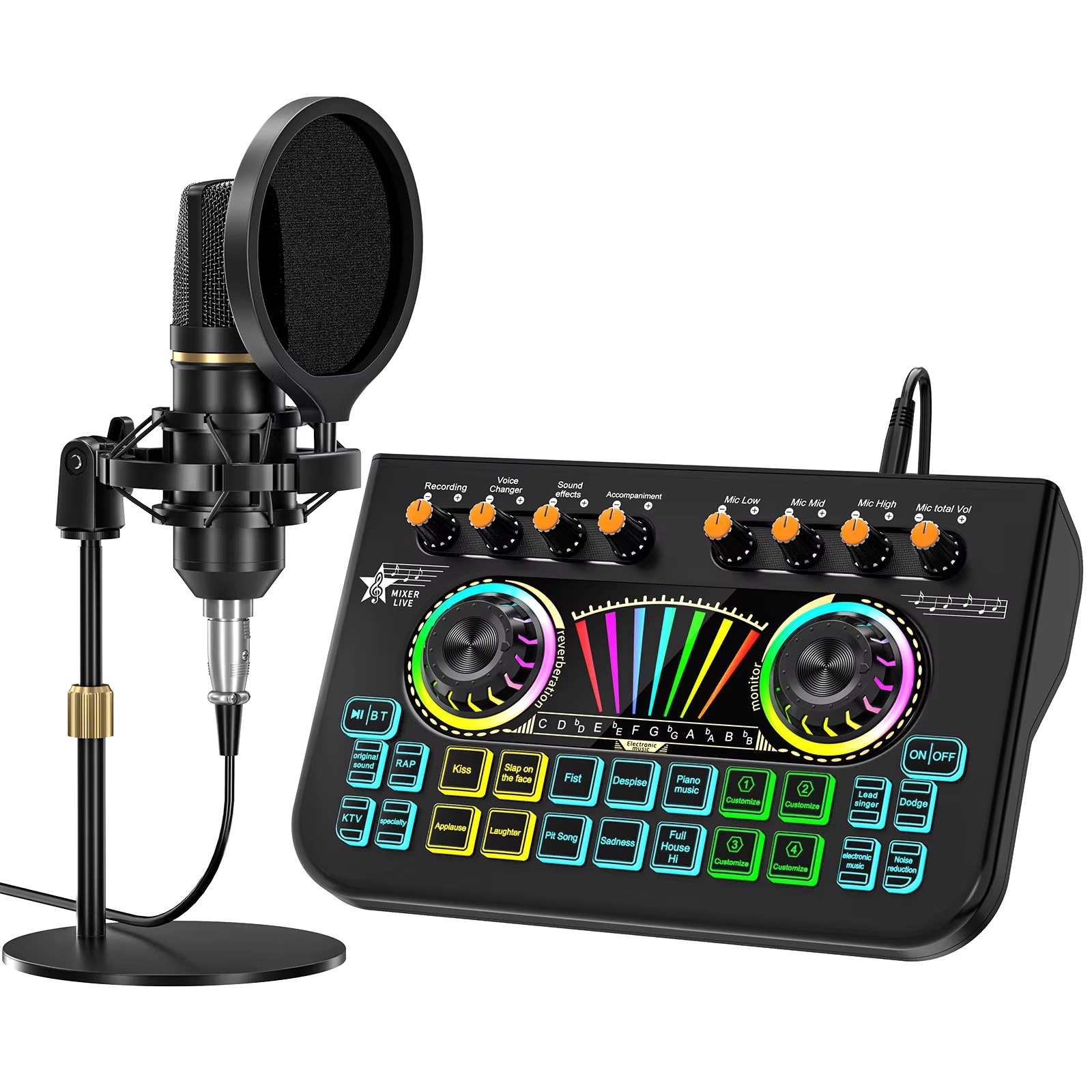 Audio Music Mixer - ชุดไมโครโฟนพอดแคสต์ Tenlamp X3 BM800 พร้อมไมโครโฟนคอนเดนเซอร์ขนาด 3.5