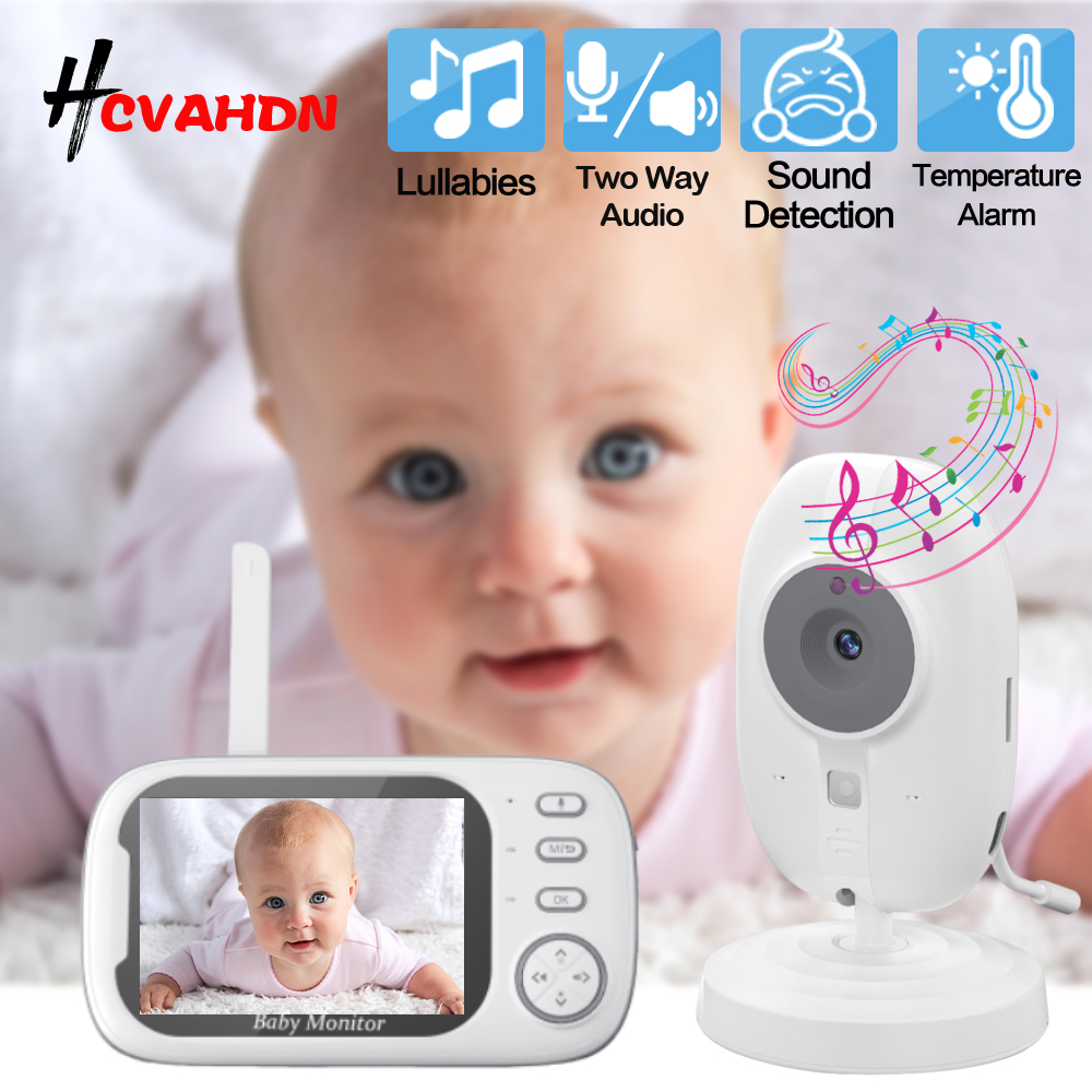 Audio Detect Music - กล้องวิดีโอมอนิเตอร์สำหรับเด็ก 2.4G พร้อมระบบเสียงสองทาง มองเห็นในที่มืด พร้อมหน้าจอแสดงอุณหภูมิ กล้องดูแลเด็ก