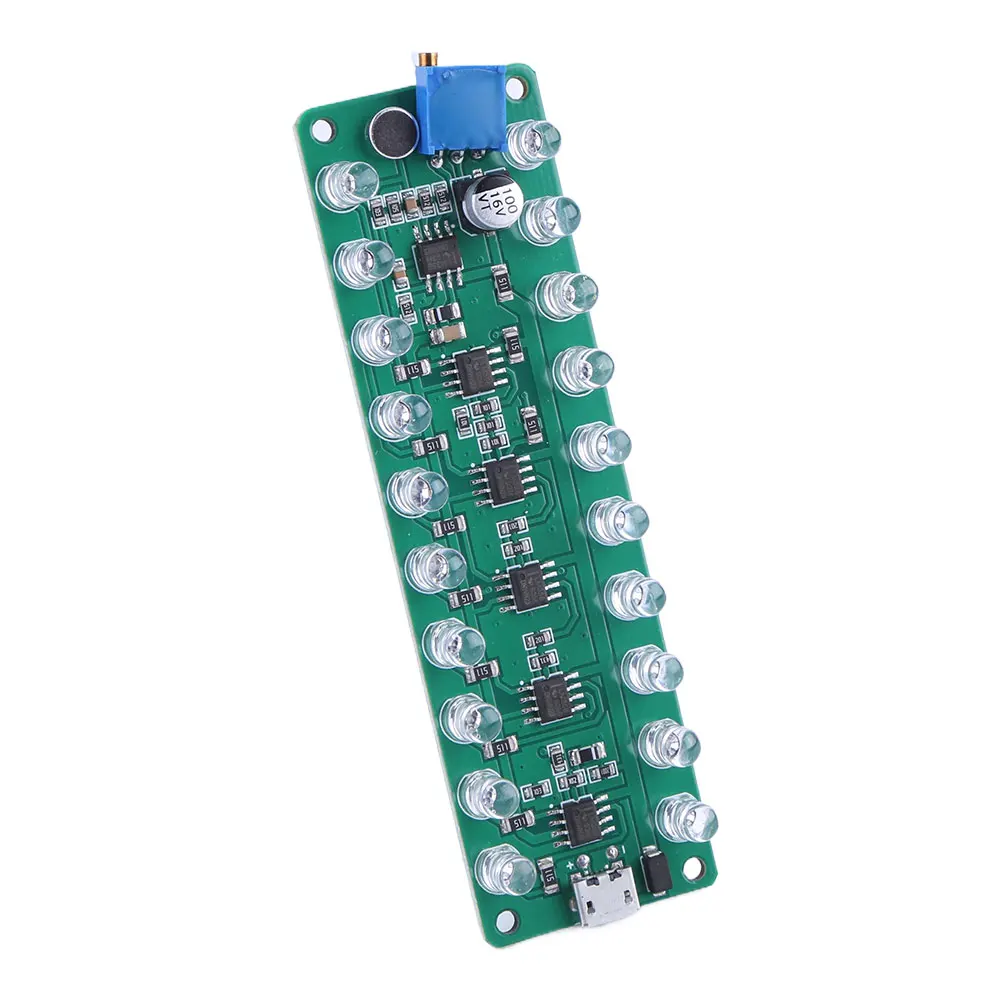 Audio Music Test - เครื่องวัดระดับเสียงแบบอะคูสติก DC 5V-12V พร้อมจอแสดงผลสเปกตรัมเสียง LED สำหรับทดสอบระดับเสียง