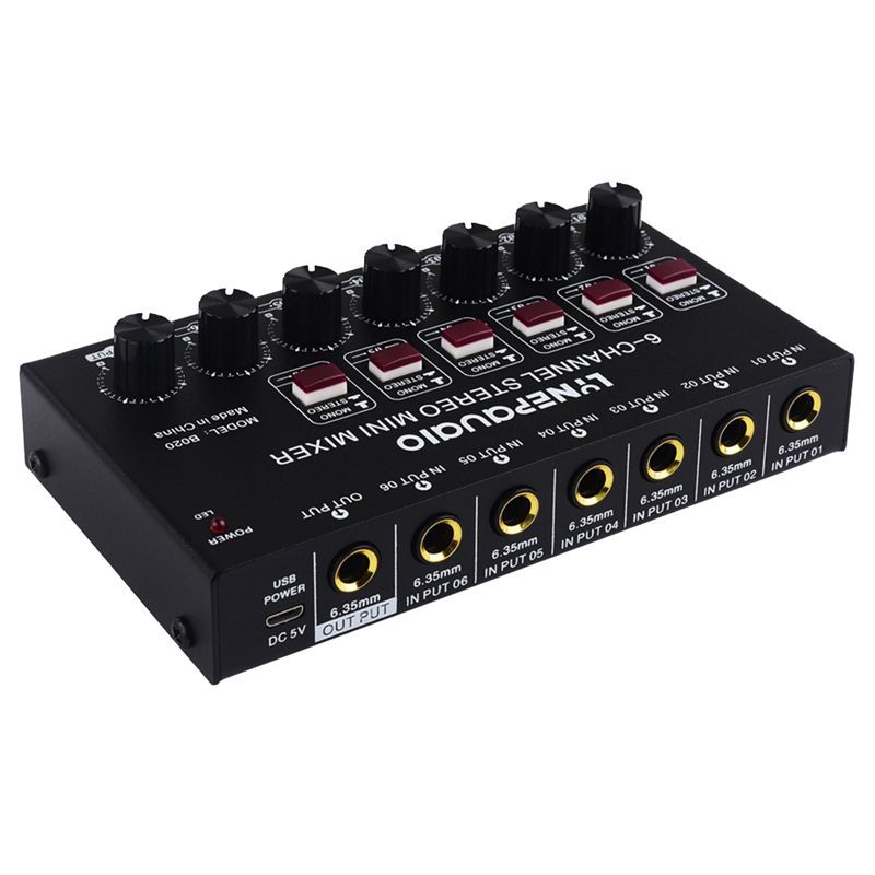 Audio Music Mixer - มิกเซอร์เสียงสเตอริโอ 6 ช่อง รุ่น Exquisite-Mini สำหรับเครื่องดนตรี
