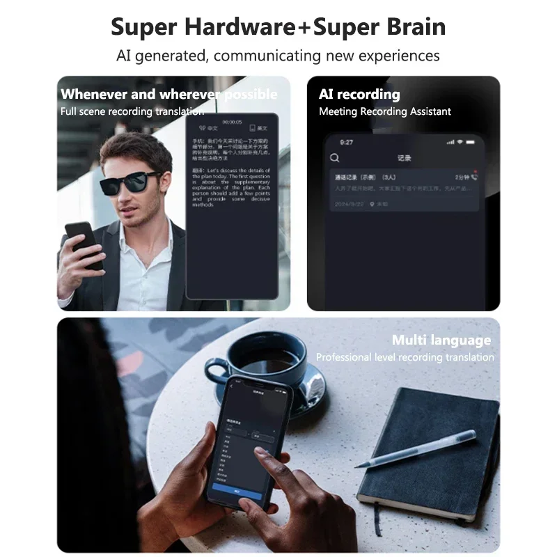 แว่นตาแปลภาษาด้วย AI แว่นกันแด - Audio Music Volume บทวิจารณ์และราคา
