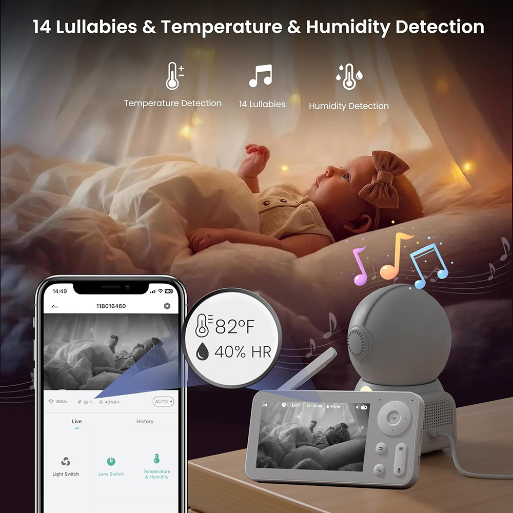 2K เครื่องเฝ้าดูเด็กพร้อมกล้อง - Audio Detect Music บทวิจารณ์และราคา