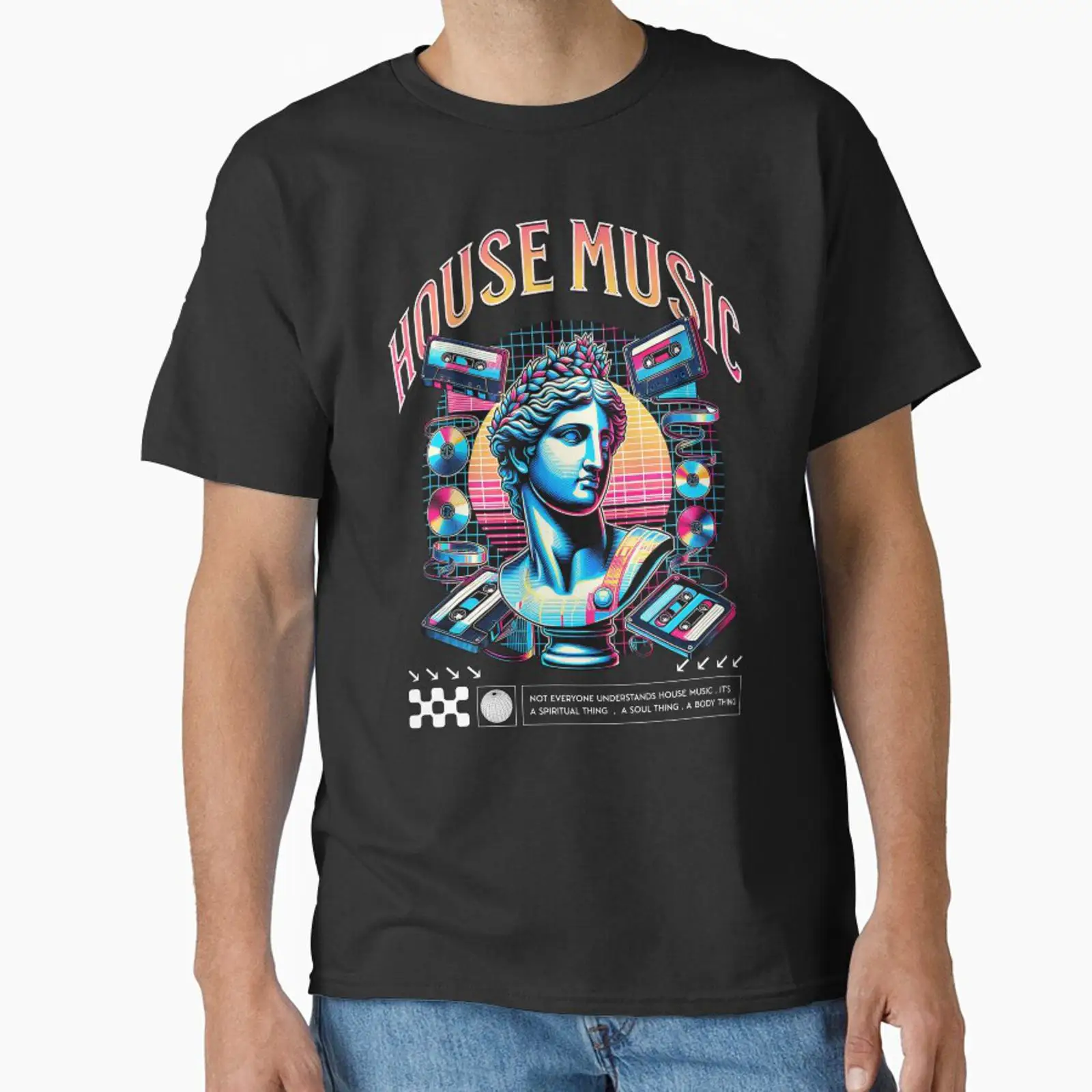 เสื้อยืดสีขาวลายไอคอนเพลง HOUS - Audio House Music บทวิจารณ์และราคา