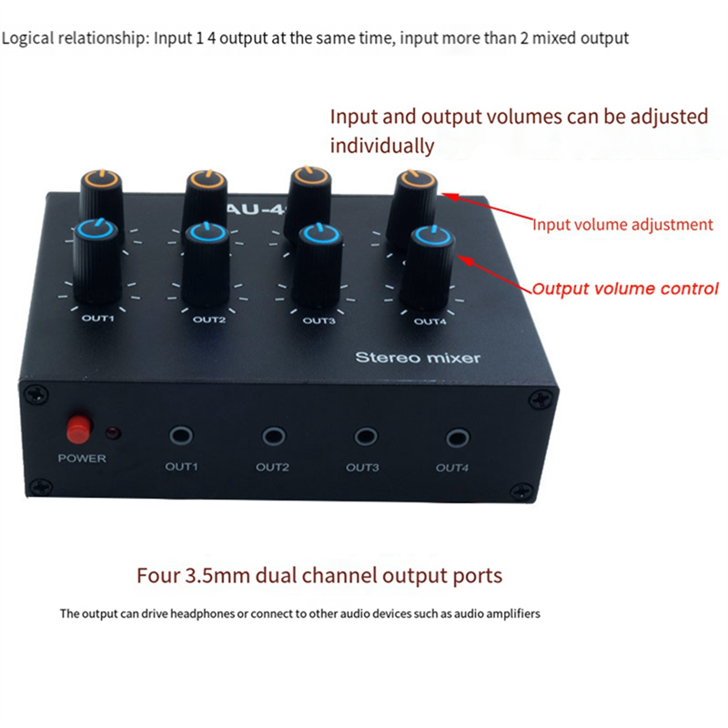 M07K-AU-404 สเตอริโอสี่อินพุตเ - Audio Music Mixer บทวิจารณ์และราคา