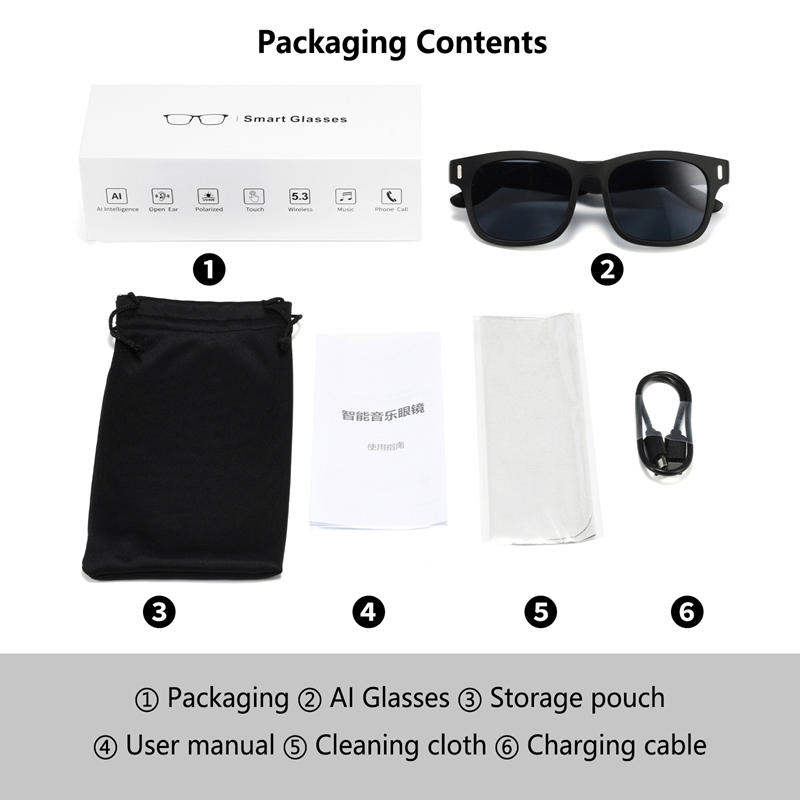 แว่นตาอัจฉริยะ AI แว่นตาบลูทูธ - Audio With Music Ai บทวิจารณ์และราคา